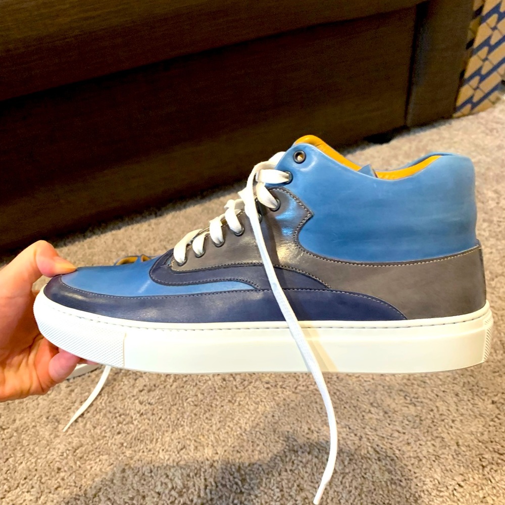 Ace Marks - The Maximo Sneaker - high top sneaker in dk blue and cobalt.